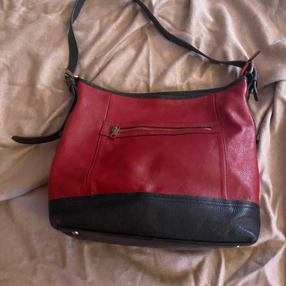 Red & black vegan leather bucket bag - Picture 1 of 10